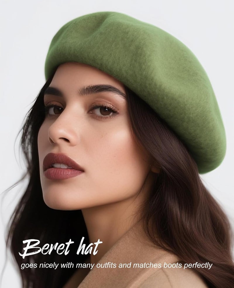 Sumolux Women Beret Hat Wool Vintage French Solid Color Classic Winter Cap - Image 5